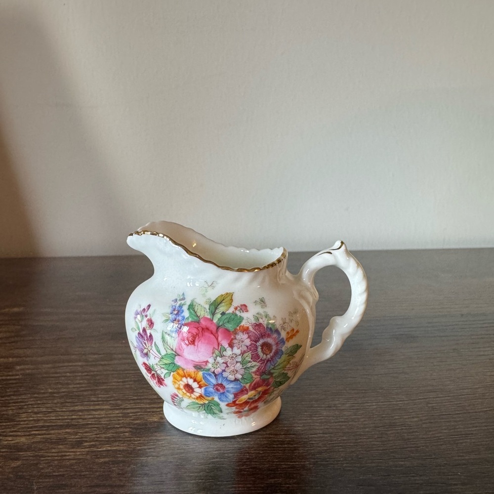 Coalport Bone China Mini Floral Porcelain Creamer with Gold Trim